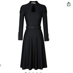 Black vintage 40's style midi dress
